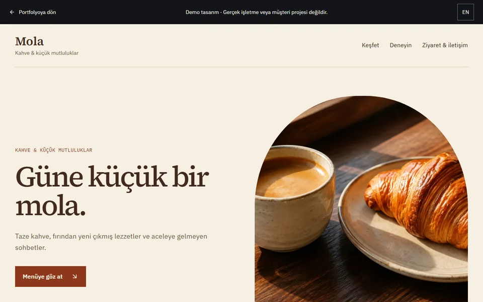 Mola · Kafe & restoran tasarım önizlemesi.